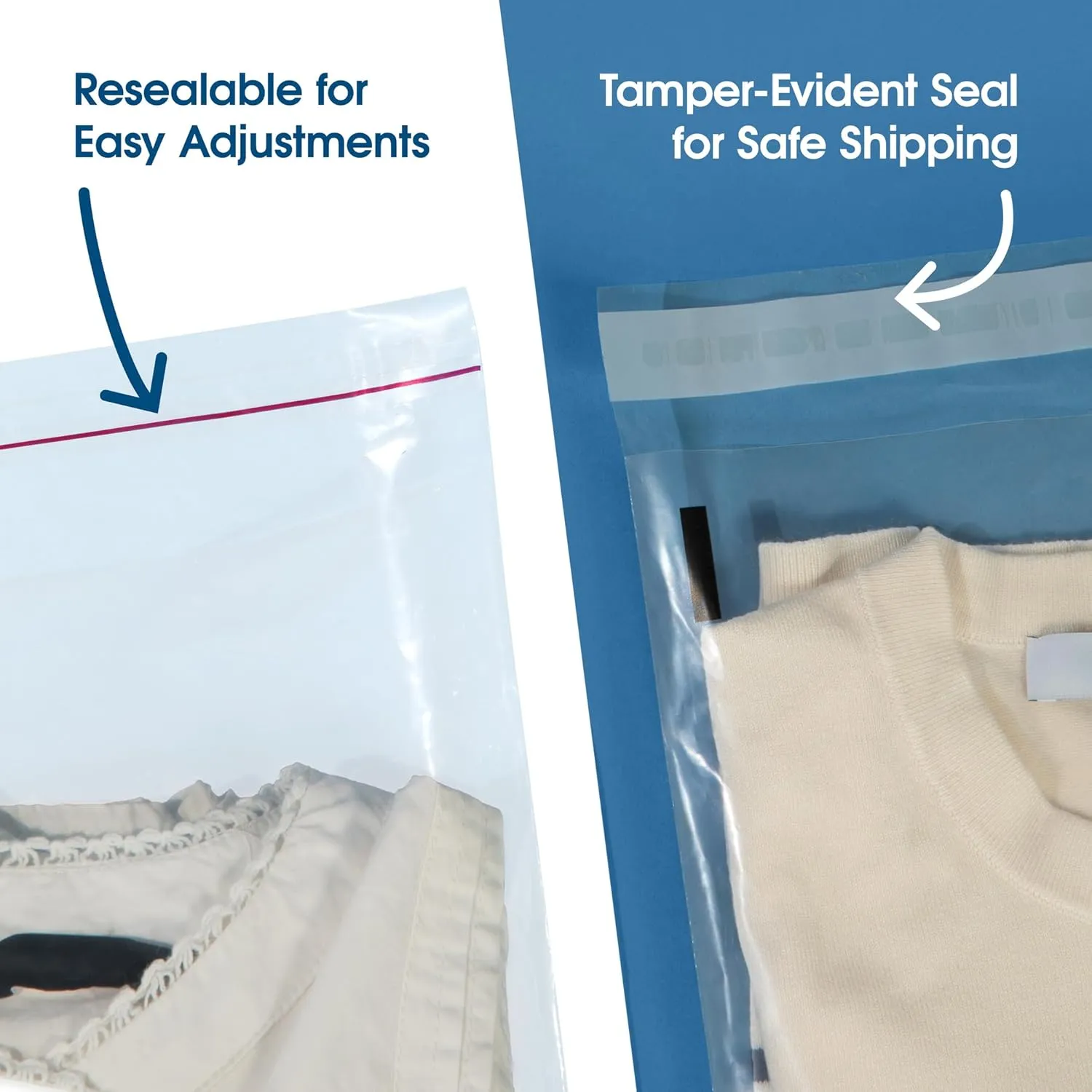 Spartan Industrial - Self Seal Clear Poly Bags with Suffocation Warning for Packaging, T Shirts & - Resealable Glue (14" X 20", 100, Count)