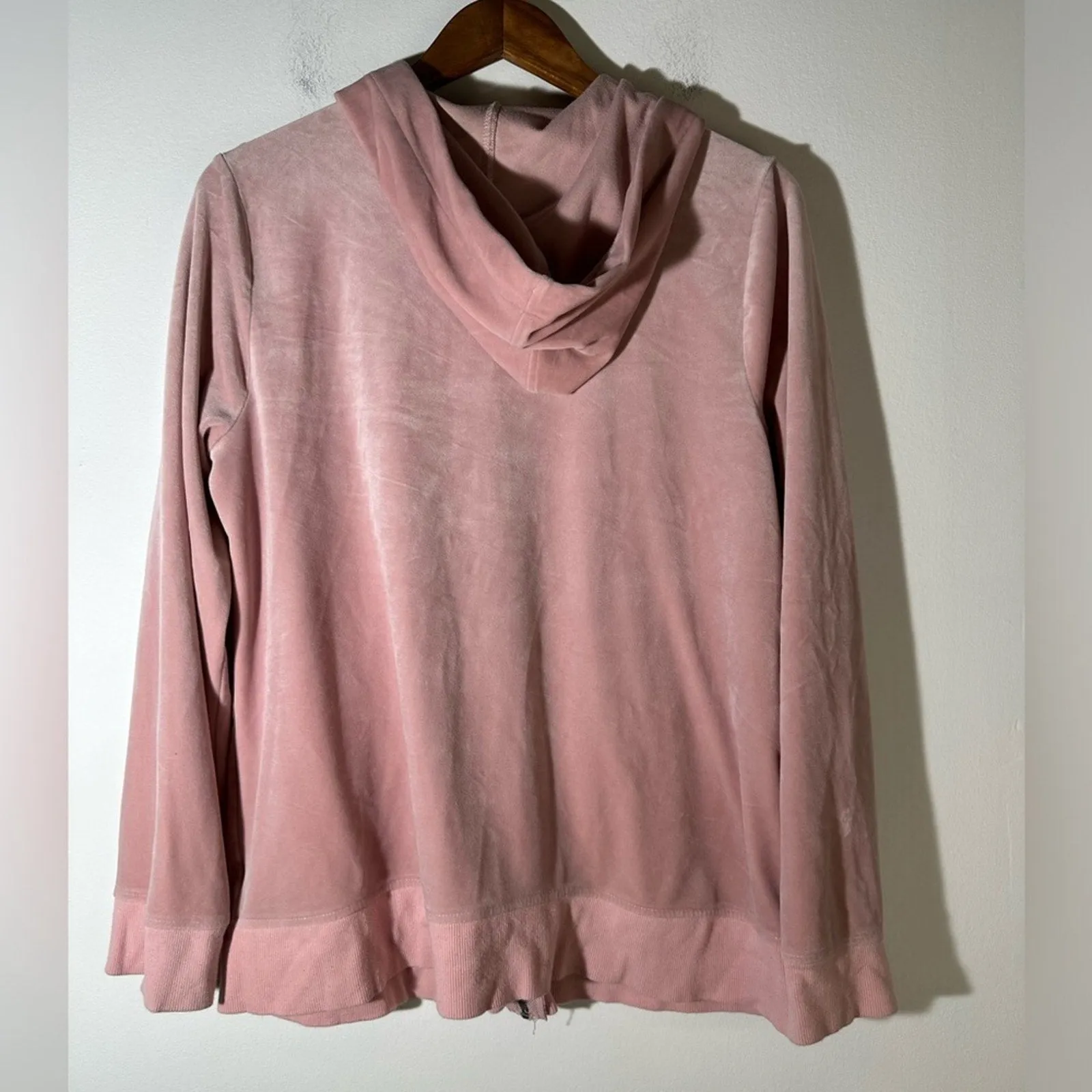Spense Sport Velvet Hooded Zip Up Pink Jacket