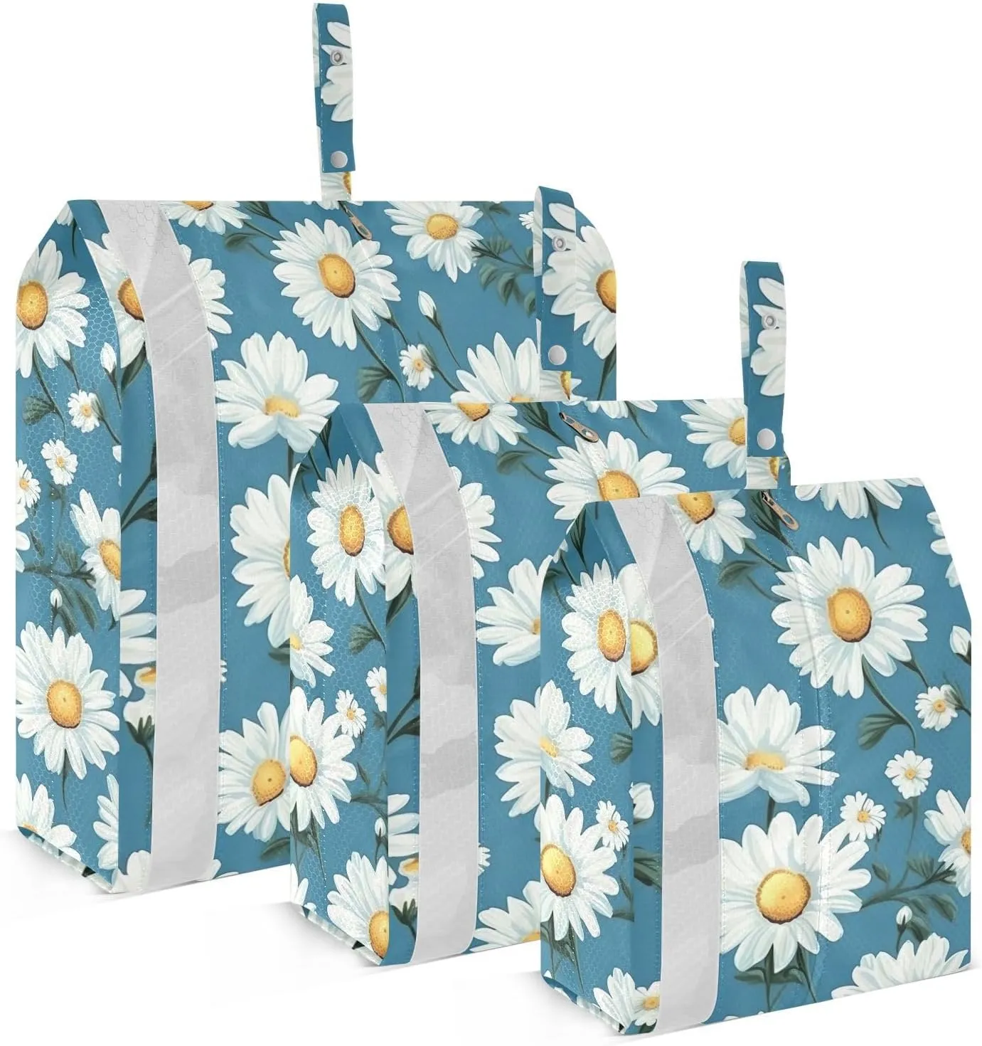 Spring Floral Leaves Daisy Packing Cubes for Travel 3 Set Packing Travel Organizer Cubes Luggage Cubes for Carry On