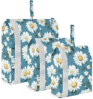 Spring Floral Leaves Daisy Packing Cubes for Travel 3 Set Packing Travel Organizer Cubes Luggage Cubes for Carry On