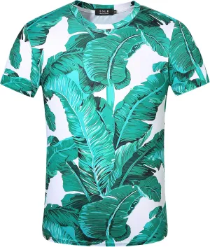 SSLR Mens Hawaiian Shirts Casual Print Short Sleeve T Shirt for Men