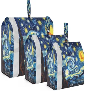 Starry Night Moon Stars Packing Cubes for Travel 3 Set Packing Compression Cubes Luggage Bags Organizer for Vacation Clothes