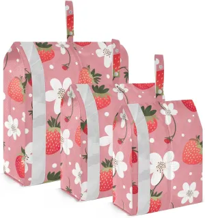 Strawberries Pink Packing Cubes for Travel 3 Set Packing Bags Luggage Packing Organizers for Carry On
