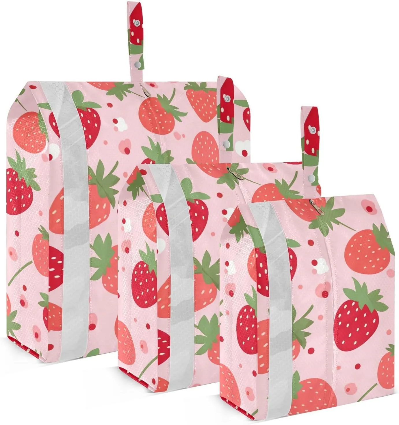 Strawberries Pink Packing Cubes for Travel 3 Set Packing Bags Luggage Packing Organizers for Travel Essentials