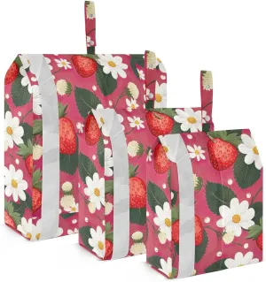 Strawberry Flowers Floral Packing Cubes for Travel 3 Set Packing Travel Organizer Cubes Luggage Organizers for Organization