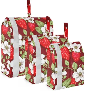 Strawberry Flowers Red Packing Cubes for Travel 3 Set Compression Travel Bags Luggage Packing Organizers for Travel Compression