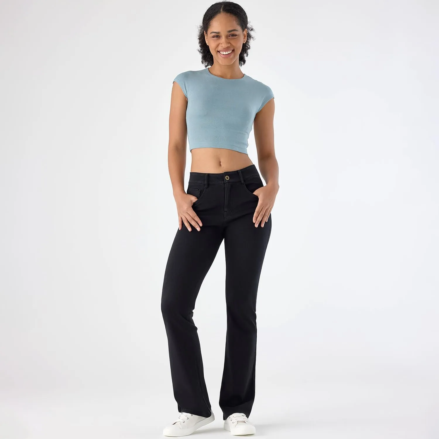 Stretch Boot Cut Jeans for Woman Flare Leggings Mid Waist Bell Bottom Jeans