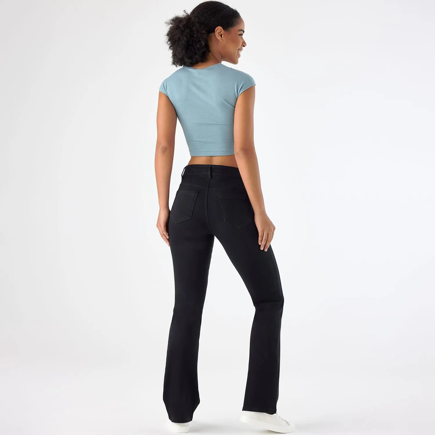 Stretch Boot Cut Jeans for Woman Flare Leggings Mid Waist Bell Bottom Jeans
