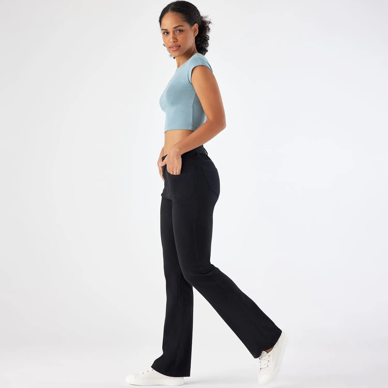 Stretch Boot Cut Jeans for Woman Flare Leggings Mid Waist Bell Bottom Jeans