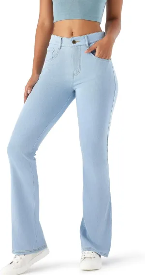 Stretch Boot Cut Jeans for Woman Flare Leggings Mid Waist Bell Bottom Jeans