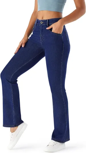 Stretch Boot Cut Jeans for Woman Flare Leggings Mid Waist Bell Bottom Jeans