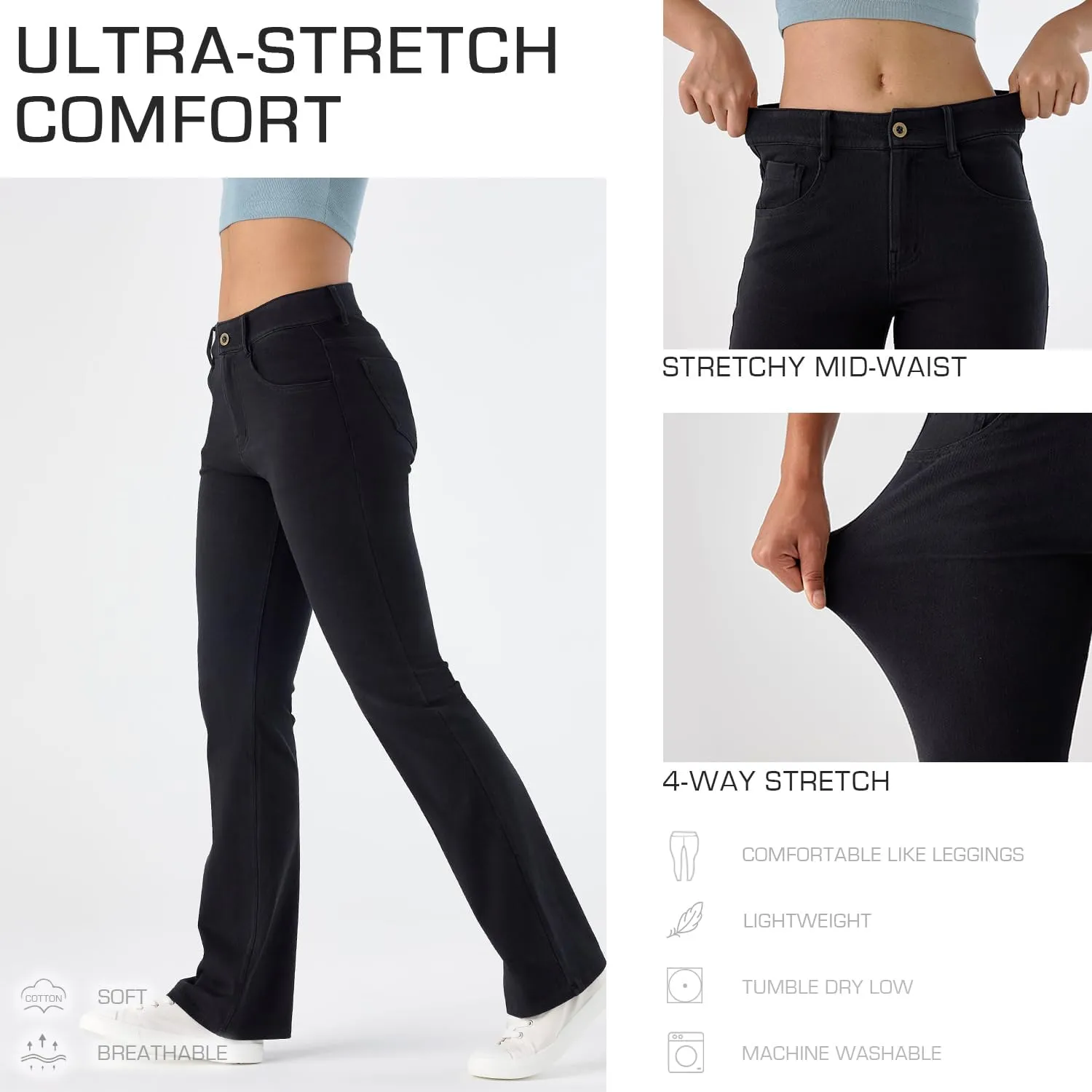 Stretch Boot Cut Jeans for Woman Flare Leggings Mid Waist Bell Bottom Jeans