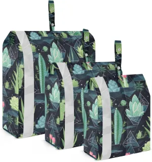 Succulents Cactus Black Packing Cubes for Travel 3 Set Packing Cubes Large Luggage Organizer Bags for Luggage