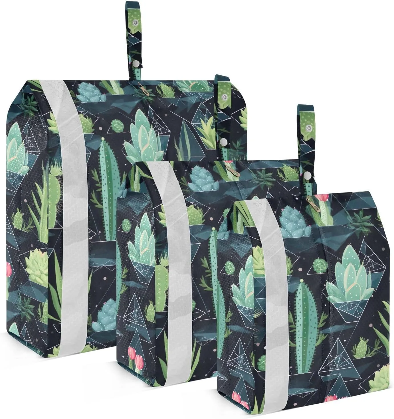 Succulents Cactus Black Packing Cubes for Travel 3 Set Packing Cubes Large Luggage Organizer Bags for Luggage