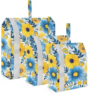 Sunflower Blue Flowers Packing Cubes for Travel 3 Set Travel Bags Organizer Suitcase Organizer for Packing Compression