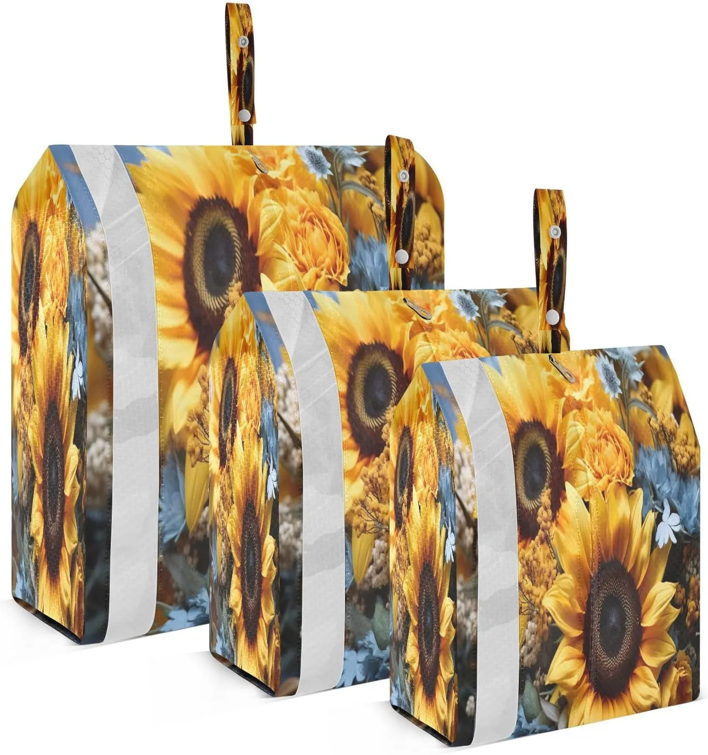 Sunflower Blue Flowers Packing Cubes for Travel 3 Set Travel Organizer Luggage Cubes for Packing
