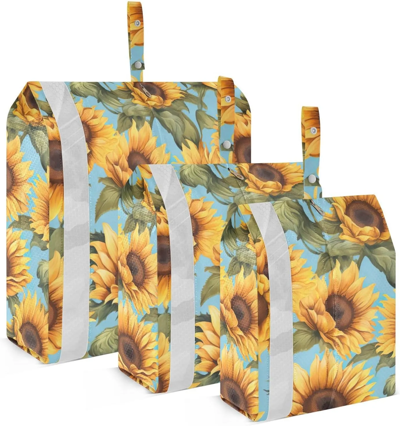 Sunflowers Blue Packing Cubes for Travel 3 Set Compression Packing Cube Luggage Packing Organizers for Travel Compression