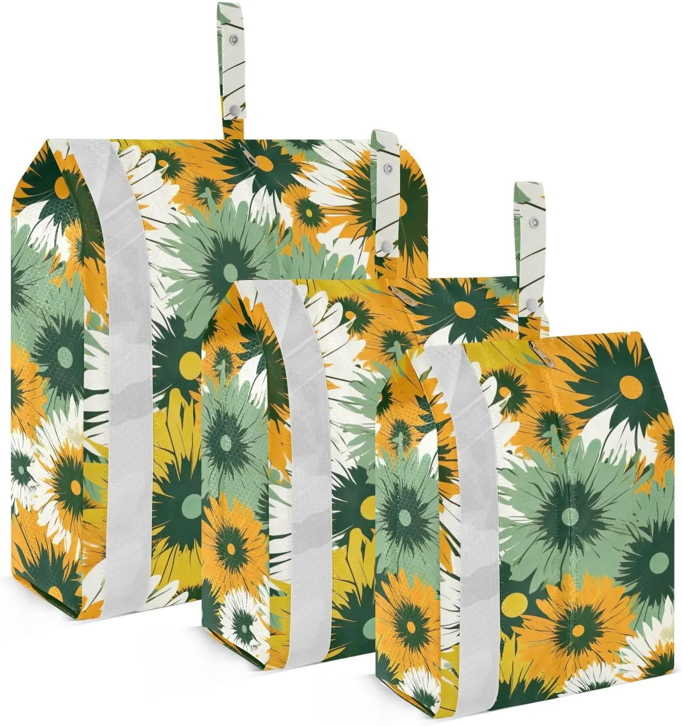 Sunflowers Green Yellow White Packing Cubes for Travel 3 Set Packing Essentials Luggage Packing Organizers for Woman Man