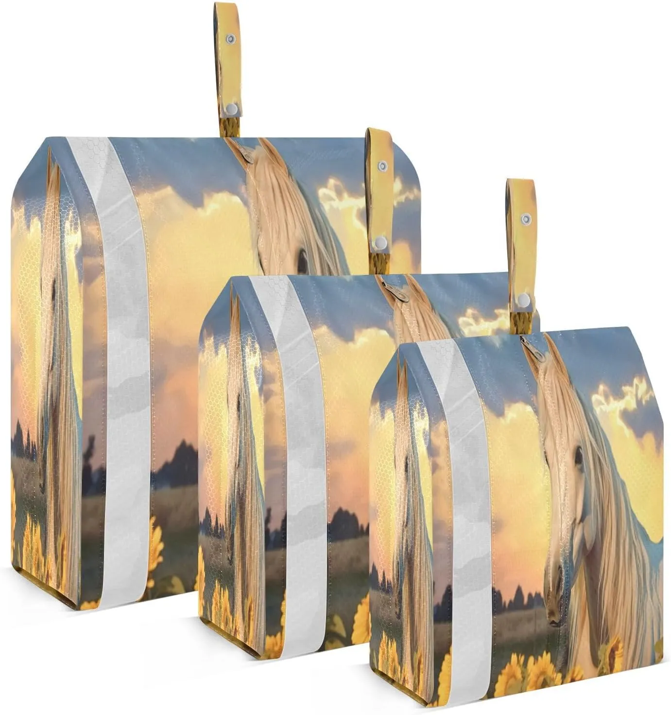 Sunflowers White Horse Packing Cubes for Travel 3 Set Travel Packing Cubes Suitcase Organizer Bags for Travel