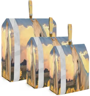 Sunflowers White Horse Packing Cubes for Travel 3 Set Travel Packing Cubes Suitcase Organizer Bags for Travel