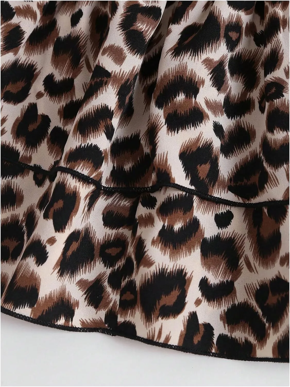 SweatyRocks Women's Y2K Cheetah Print Layered Ruffle Shirred High Waist Leopard Mini Short Skirts