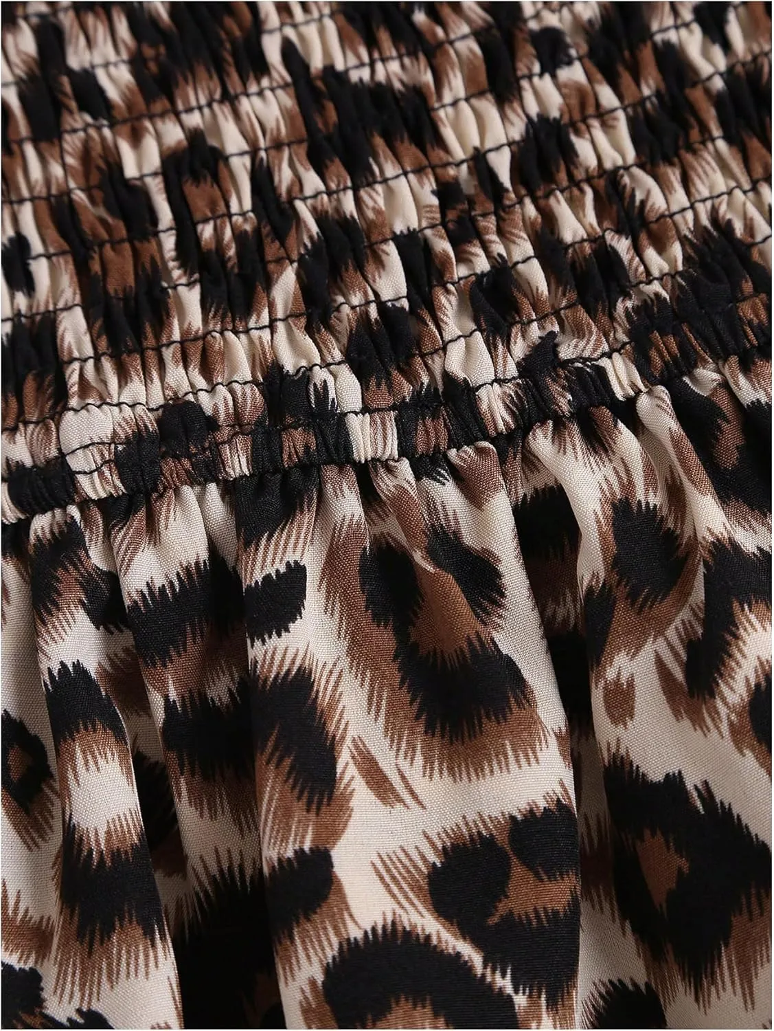 SweatyRocks Women's Y2K Cheetah Print Layered Ruffle Shirred High Waist Leopard Mini Short Skirts