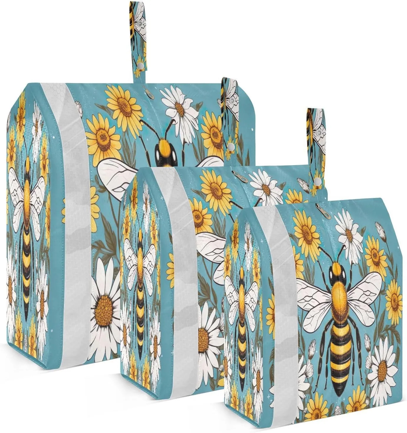 Teal Bees Daisy Packing Cubes for Travel 3 Set Travel Bags Organizer Luggage Cubes for Travel Essentials