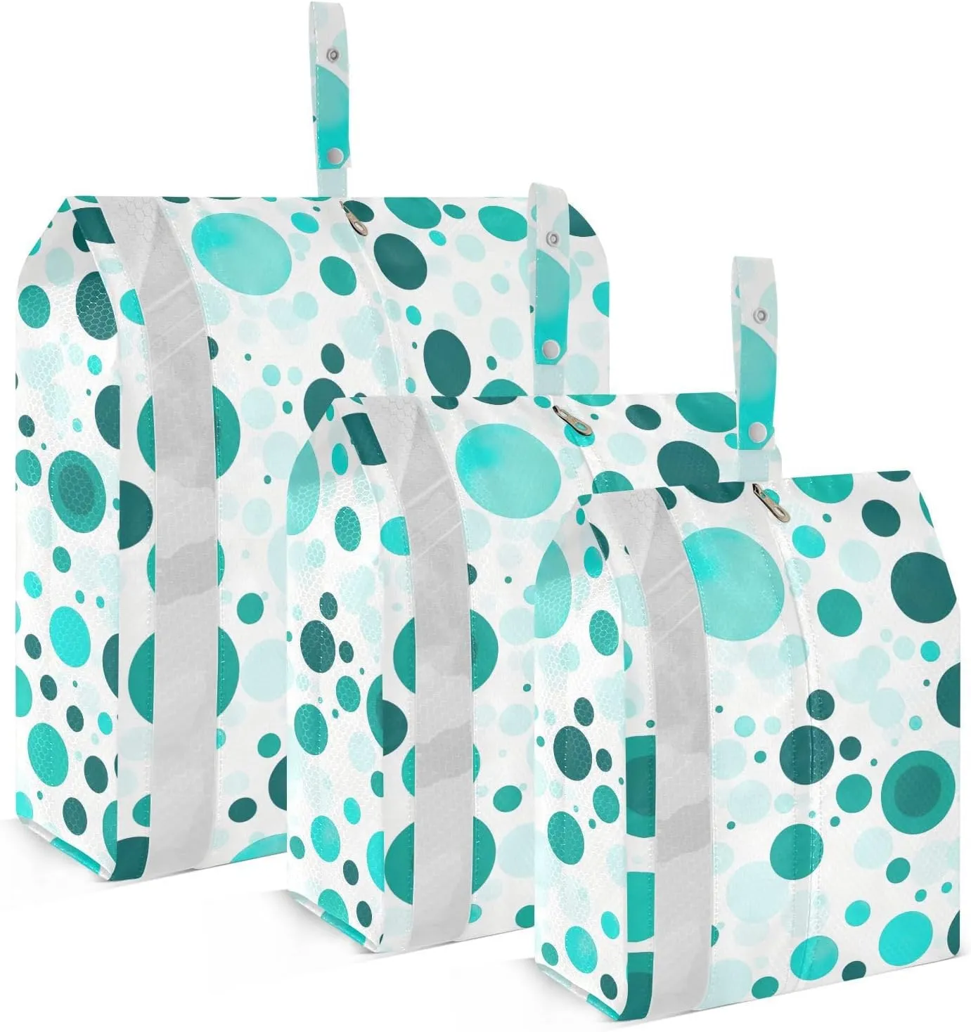 Teal Dots Packing Cubes for Travel 3 Set Compression Cubes Suitcase Organizer Bags Set for Woman Man