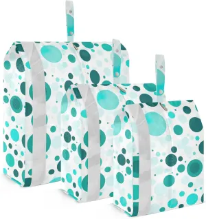 Teal Dots Packing Cubes for Travel 3 Set Compression Cubes Suitcase Organizer Bags Set for Woman Man