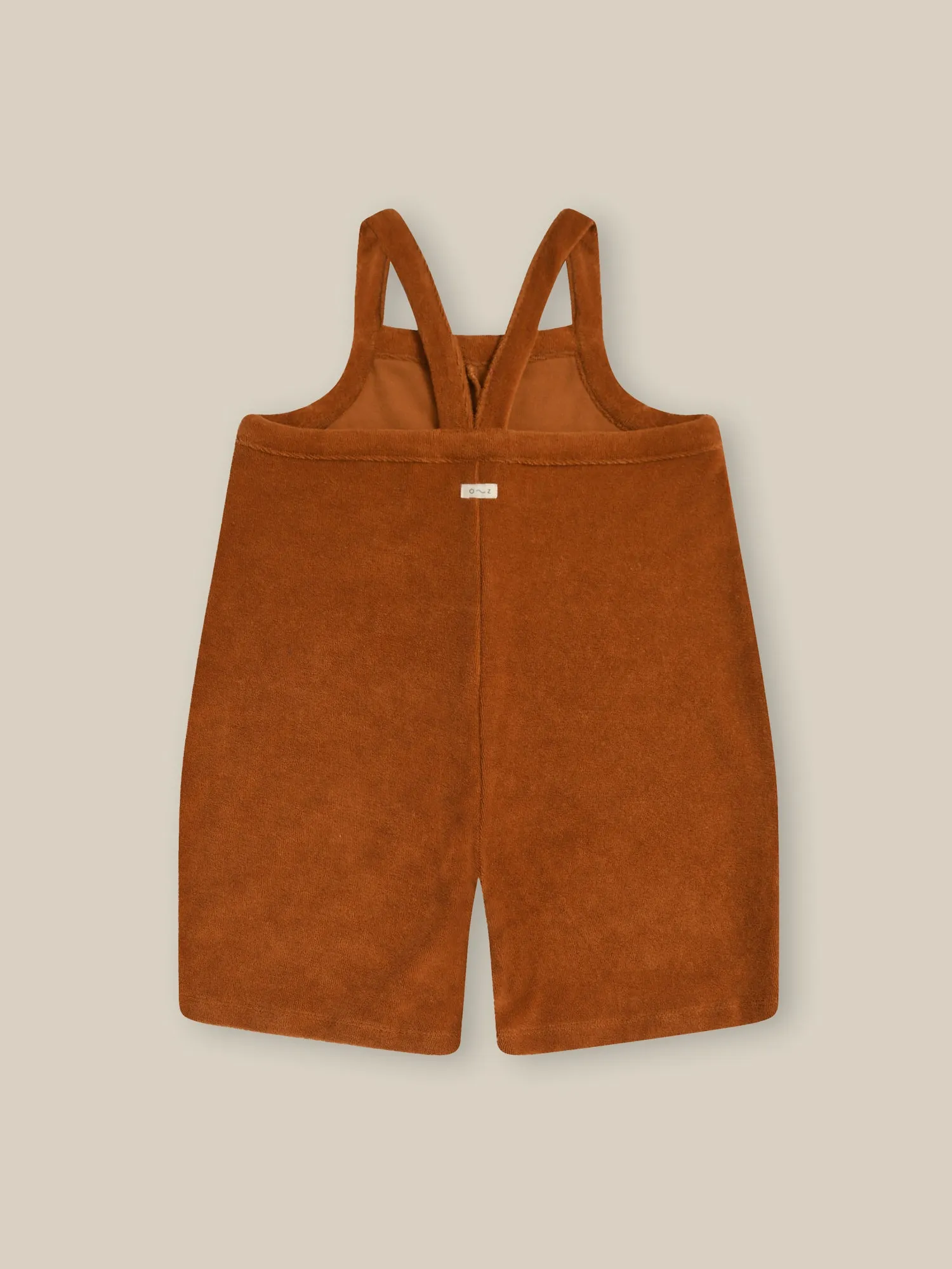Terracotta Terry Cropped Dungarees