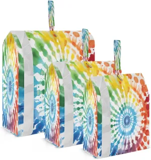 Tie Dye Rainbow Watercolor Packing Cubes for Travel 3 Set Travel Compression Bags Luggage Cubes for Packing Compression