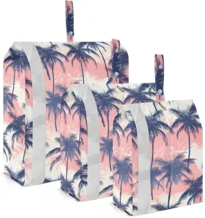 Tropical Palm Tree Pink White Packing Cubes for Travel 3 Set Packing Bags Luggage Organizers for Luggage