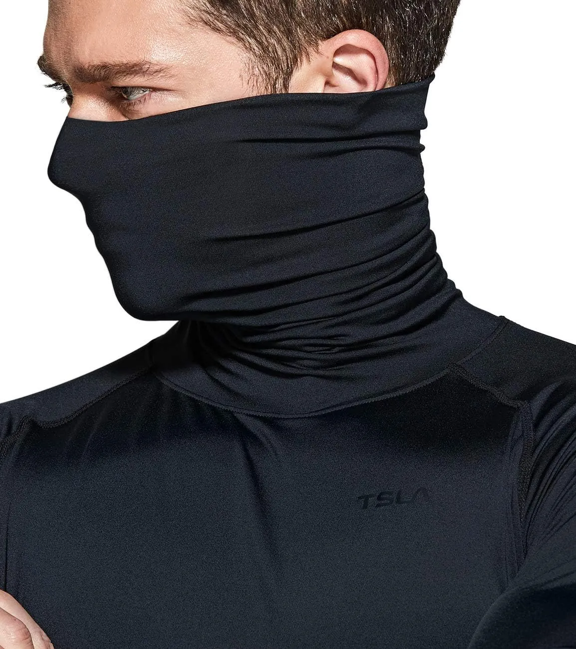 TSLA Men's UPF 50  Mock Long Sleeve Compression Shirts, Athletic Workout Shirt, Base Layer for Water Sports