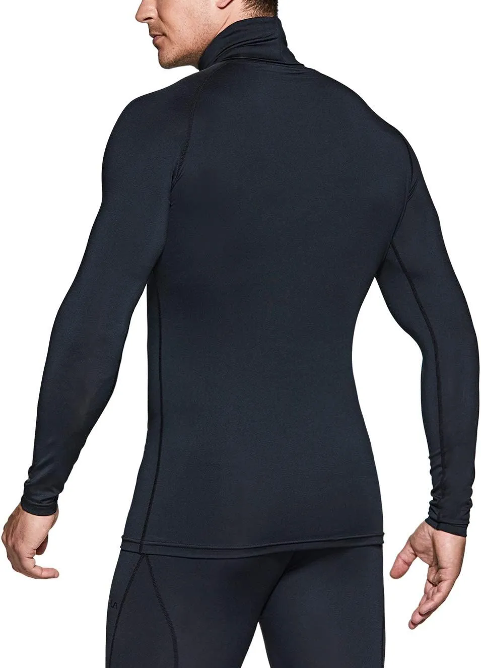 TSLA Men's UPF 50  Mock Long Sleeve Compression Shirts, Athletic Workout Shirt, Base Layer for Water Sports