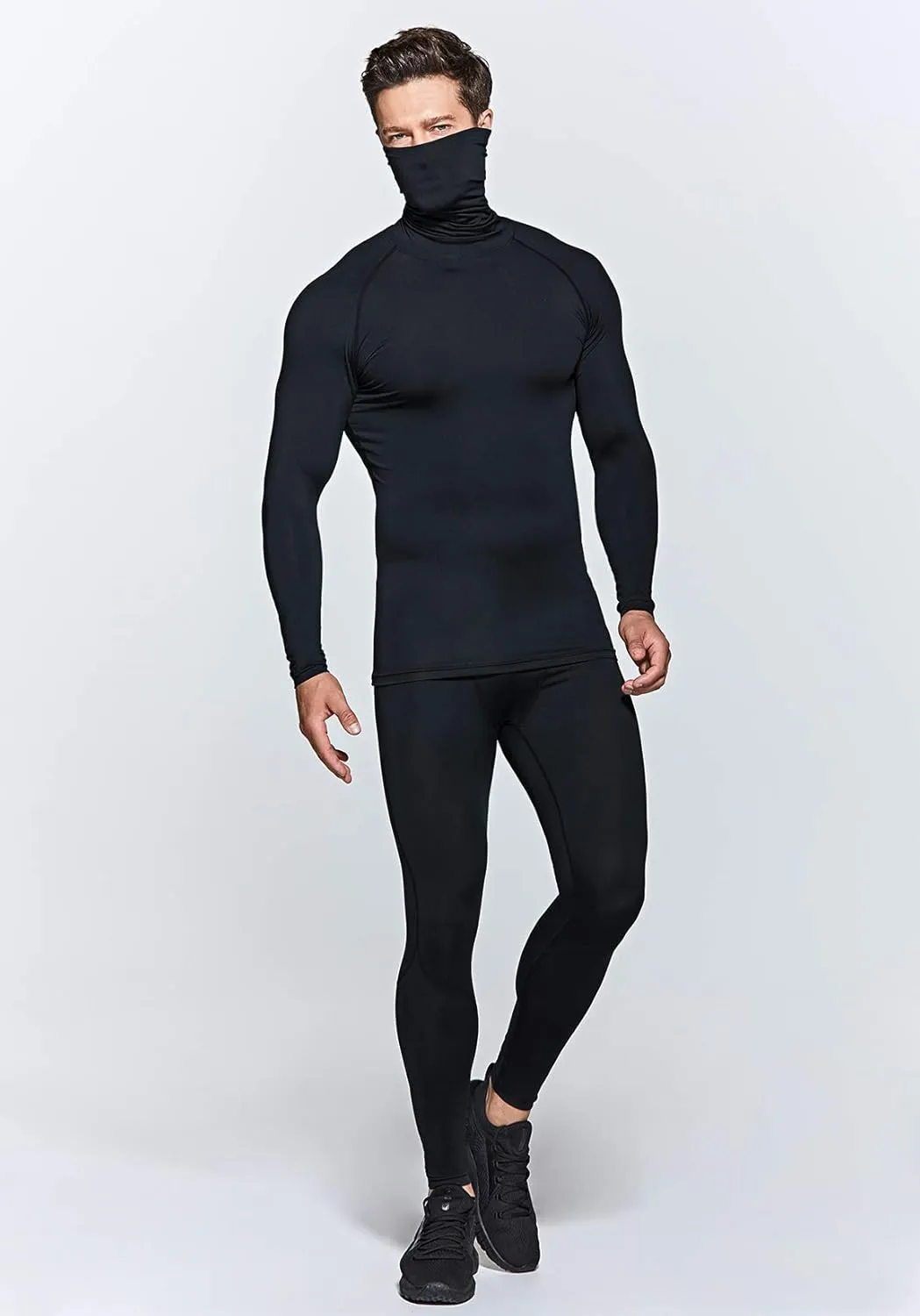 TSLA Men's UPF 50  Mock Long Sleeve Compression Shirts, Athletic Workout Shirt, Base Layer for Water Sports