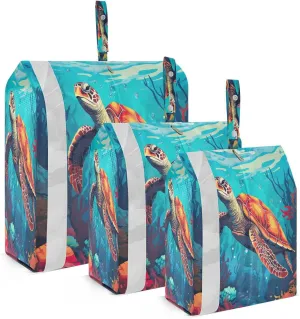 Turtle Blue Packing Cubes for Travel 3 Set Packing Compression Cubes Luggage Bags for Organization
