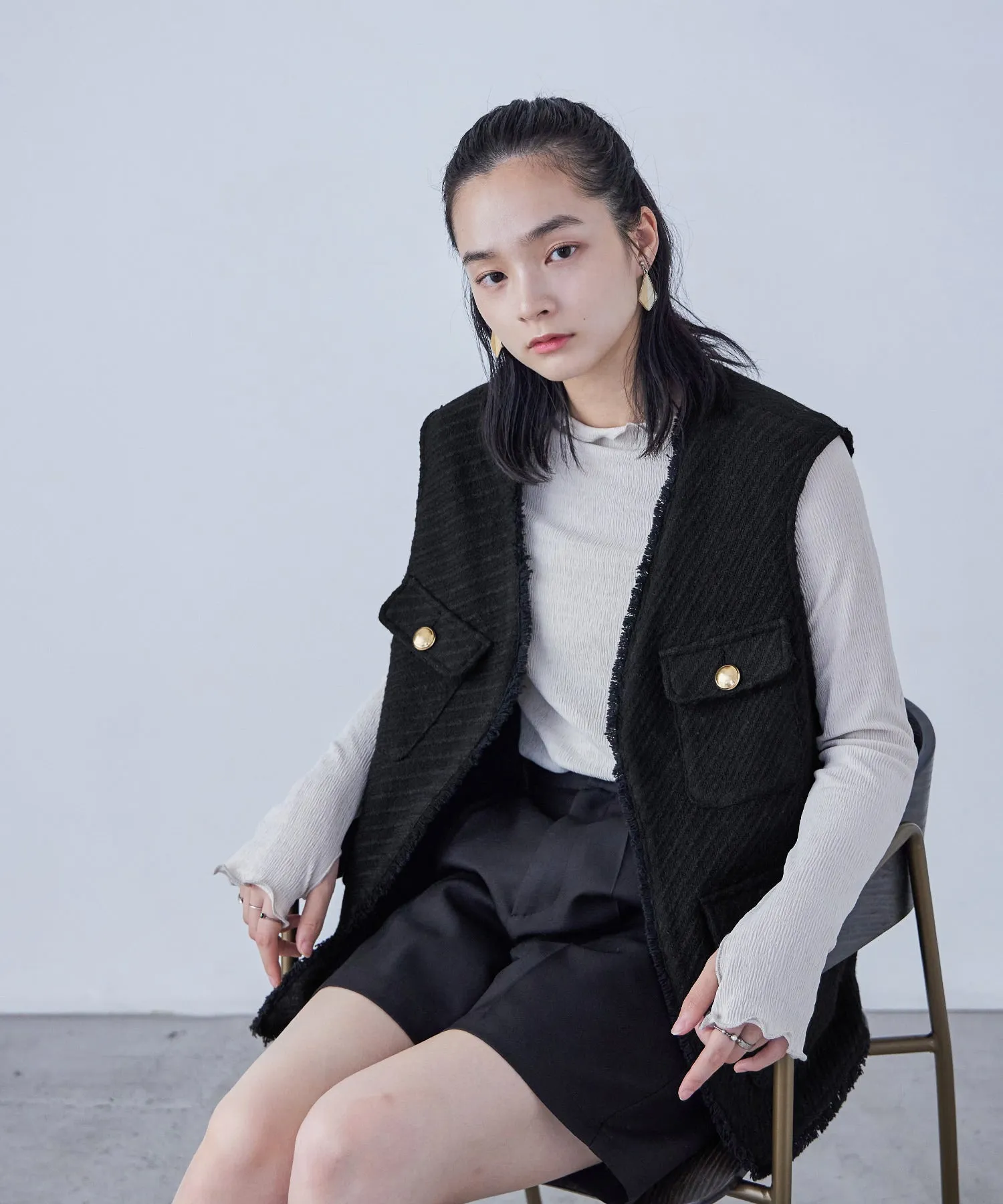 Tweed Fringe Vest