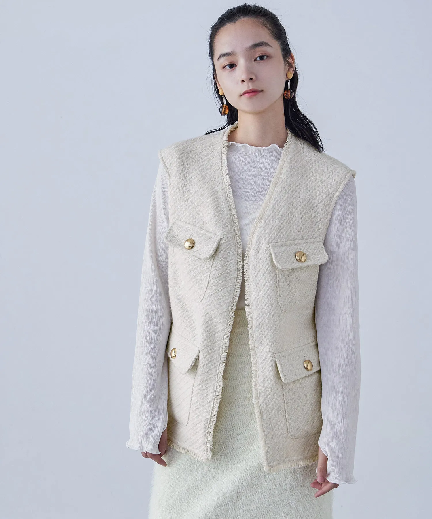 Tweed Fringe Vest