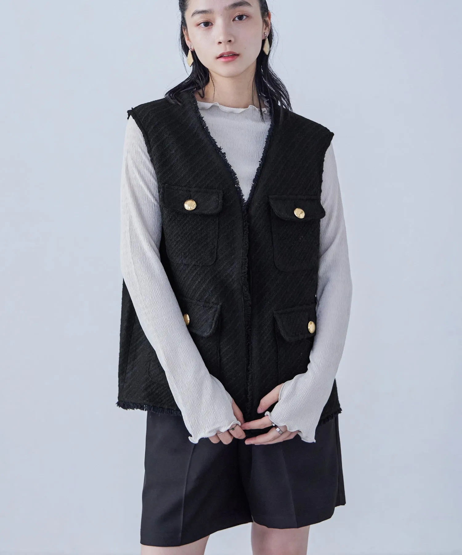 Tweed Fringe Vest