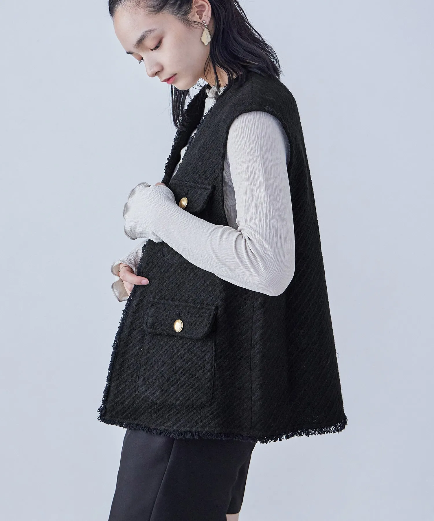 Tweed Fringe Vest