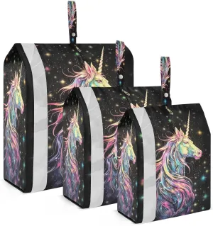 Unicorn Stars Packing Cubes for Travel 3 Set Travel Organizer Bags Luggage Cubes for Vacation Clothes