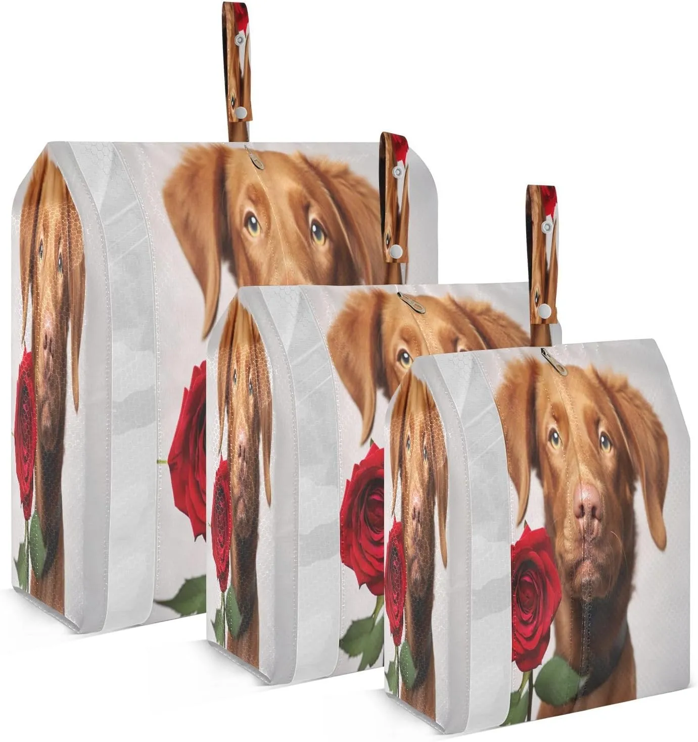 Valentine Day Dog Packing Cubes for Travel 3 Set Large Packing Cubes Luggage Packing Organizers for Woman Man