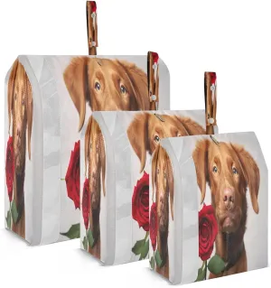 Valentine Day Dog Packing Cubes for Travel 3 Set Large Packing Cubes Luggage Packing Organizers for Woman Man