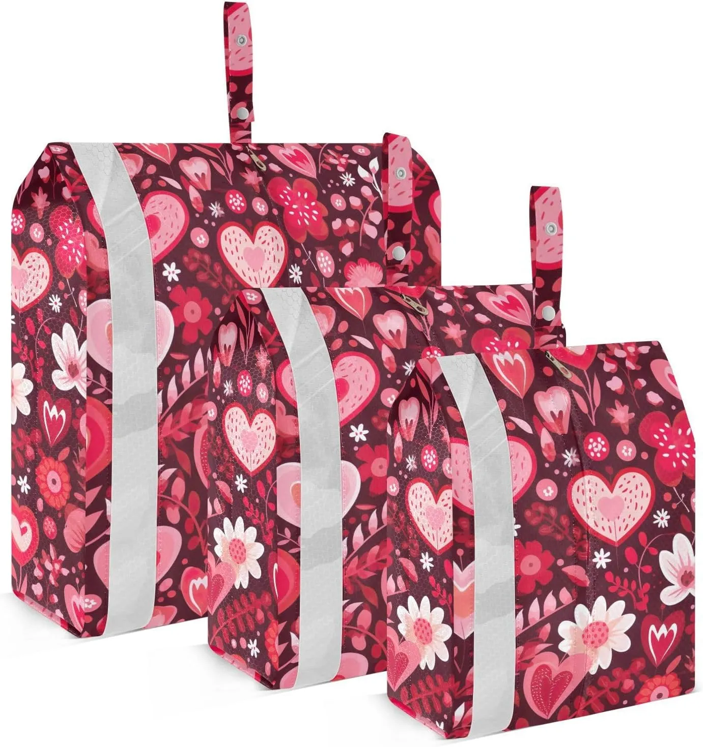 Valentines Day Heart Flower Packing Cubes for Travel 3 Set Compressible Packing Cubes Luggage Packing Organizers for Travel Accessories