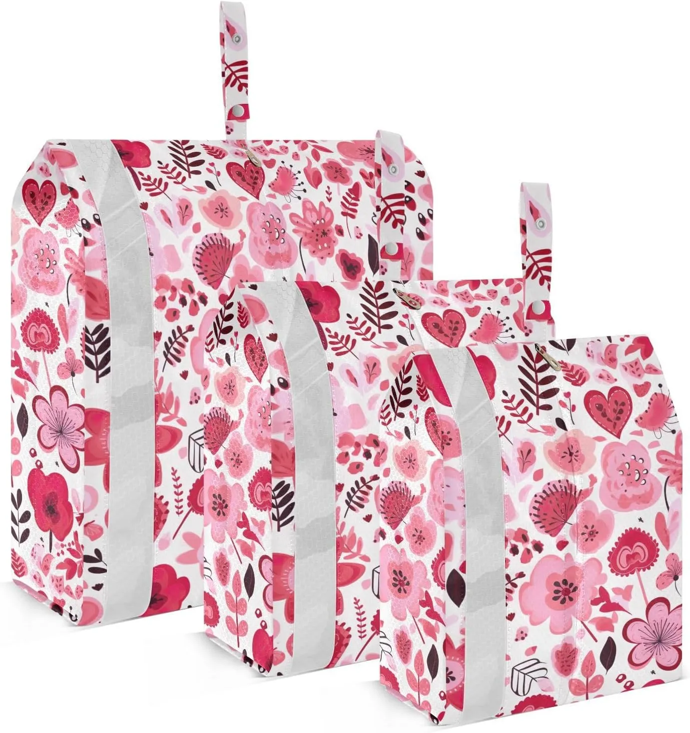 Valentines Day Hearts Flowers Packing Cubes for Travel 3 Set Travel Packing Cubes Luggage Organizer Bags for Travel Accessories