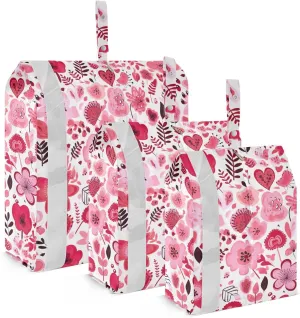Valentines Day Hearts Flowers Packing Cubes for Travel 3 Set Travel Packing Cubes Luggage Organizer Bags for Travel Accessories