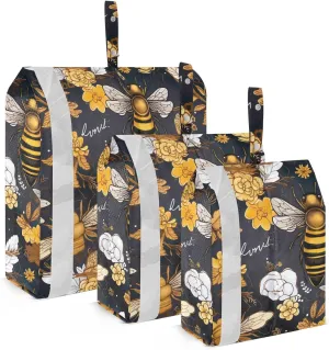 Vintage Bees Flowers Yellow Packing Cubes for Travel 3 Set Packing Essentials Luggage Organizer Bags for Luggage