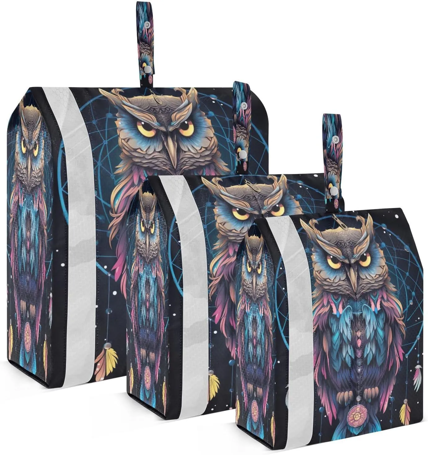 Vintage Dream Owl Packing Cubes for Travel 3 Set Luggage Packing Cubes Luggage Bags for Packing