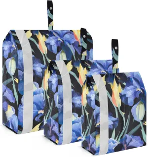 Vintage Flowers Black Floral Packing Cubes for Travel 3 Set Compression Cubes Luggage Accessories for Carry On Suitcases