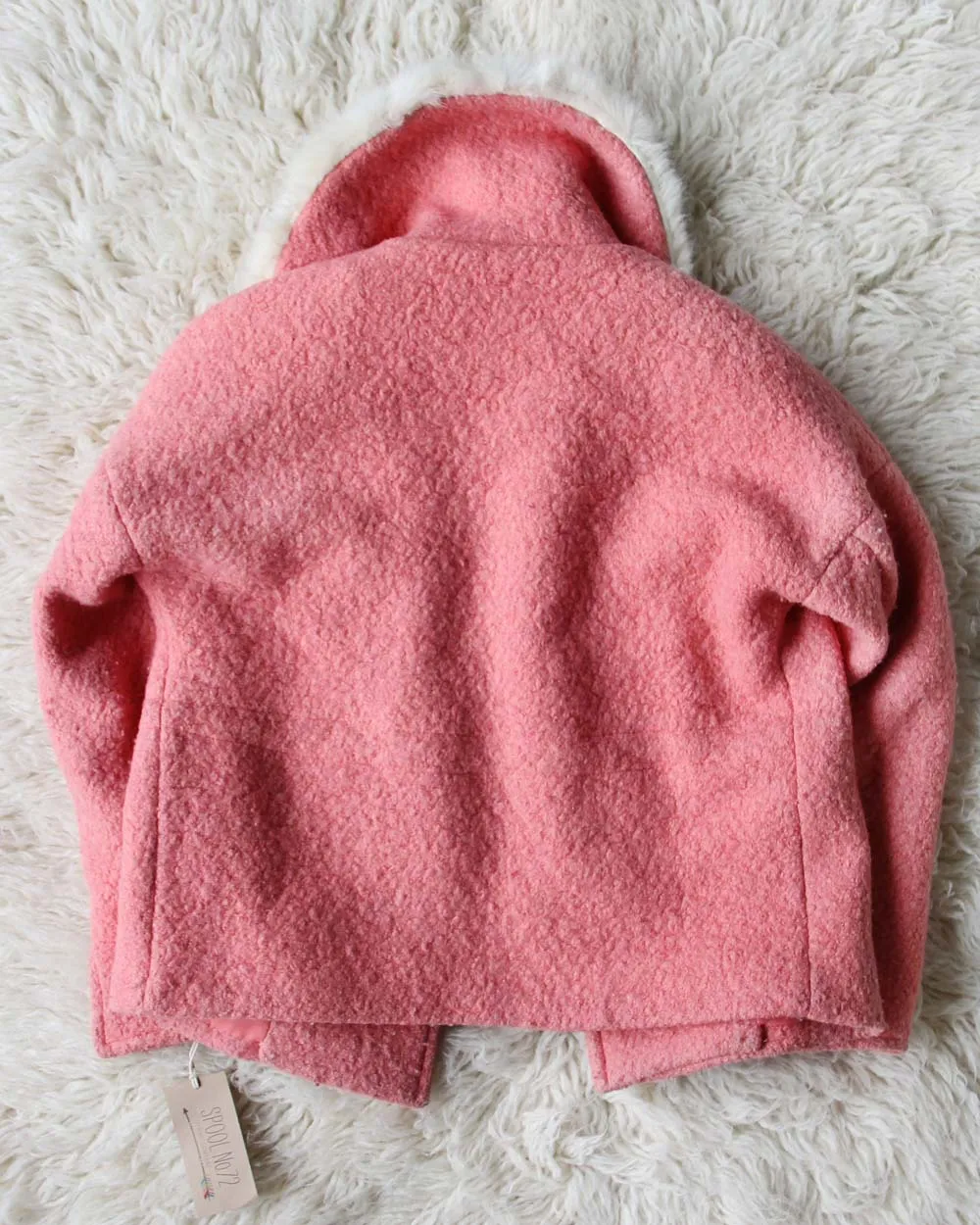 Vintage Pink   Fur Pea Coat